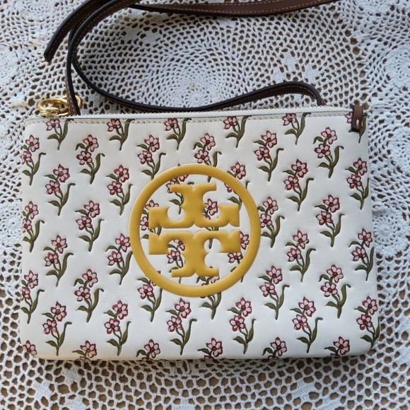 Tory Burch Crossbody NWT Floral Two Tone - Picture 1 of 14